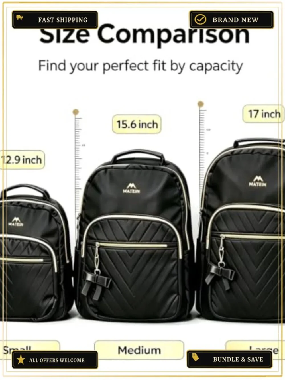 Waterproof Nylon Laptop Backpack Purse with Bowknot, Travel Work College 17 Inch